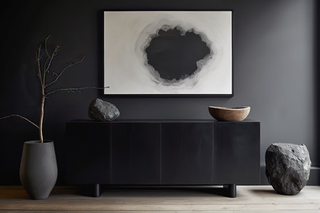 Modern cupboard in a minimalistic interior design composition. Generative AIの素材