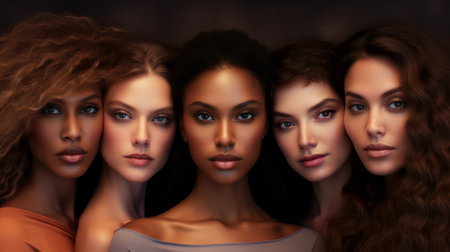 Diverse group of women together. Skin care concept image. Generative AI.の素材