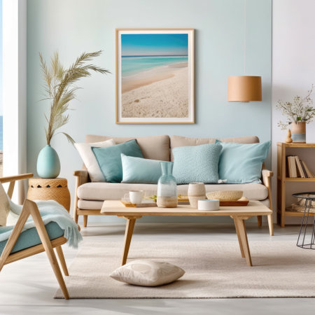 Living room decor with simple furnitureの素材