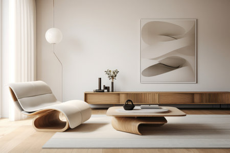 Luxurious minimalist living room with modern furnitureの素材