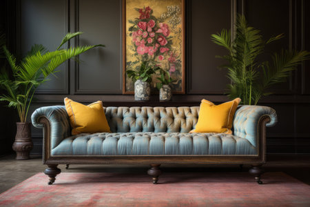 Designer luxurious sofa in a living roomの素材