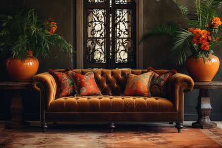 Designer luxurious sofa in a living roomの素材