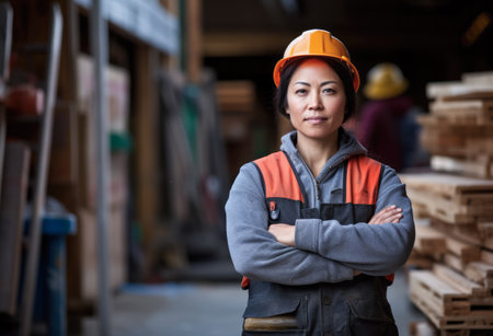 Woman working as a construction workerの素材