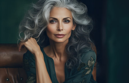 Attractive mature woman posing for the cameraの素材