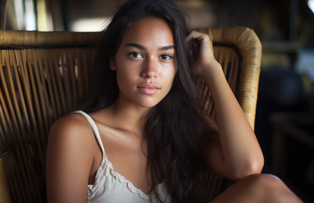 Closeup of a young exotic womanの素材