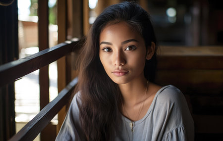 Closeup of a young exotic womanの素材