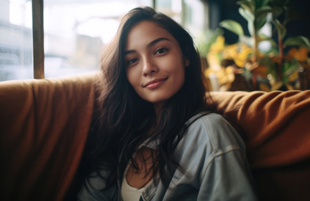 Closeup of a young exotic womanの素材