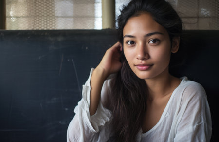 Closeup of a young exotic womanの素材