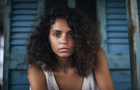 Closeup of a young Cuban womanの素材