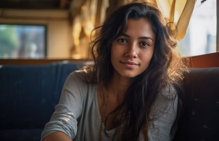Closeup of a young Indian womanの素材
