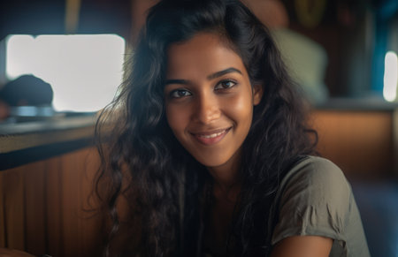 Closeup of a young Indian womanの素材