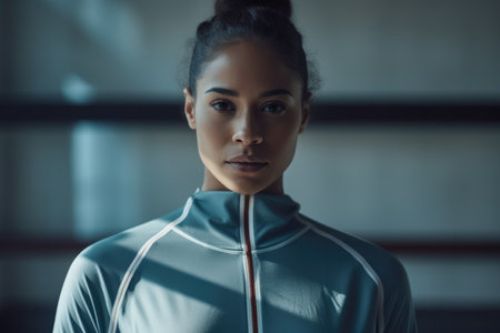 Young multicultural woman ready to exerciseの素材