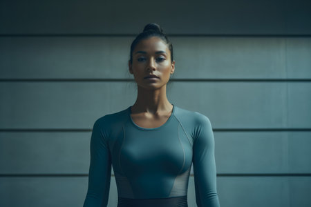 Young multicultural woman ready to exerciseの素材