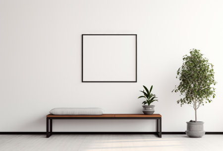 Modern living room interior with white walls and minimal furnitureの素材