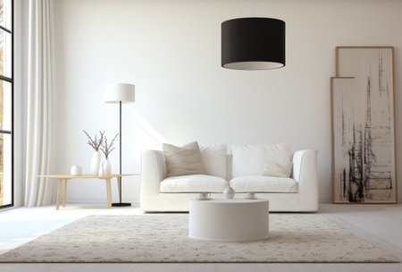 Modern living room interior with minimal decorationの素材