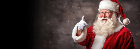 Santa Claus pointing with his finger with copyspaceの素材