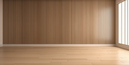 Empty minimalist wooden room interiorの素材