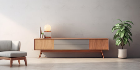 Wooden cabinet in a minimalist luxury living roomの素材