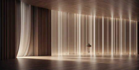 Luxurious room interior with minimalistic decoration an wooden panelsの素材