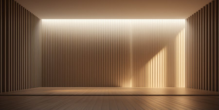 Luxurious room interior with minimalistic decoration an wooden panelsの素材