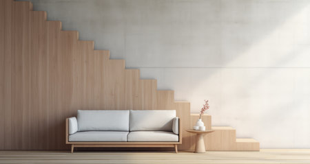 Living room sofa composition next to stairsの素材