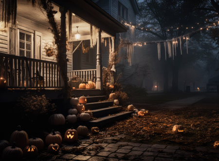 Decorated Halloween porchの素材