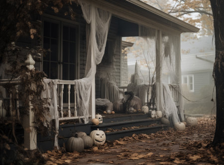 Decorated Halloween porchの素材