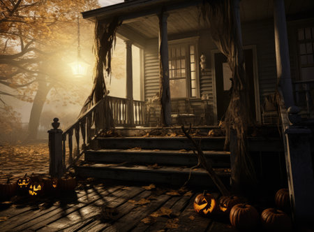 Decorated Halloween porchの素材