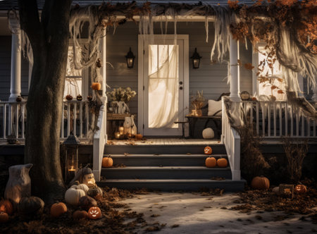 Decorated Halloween porchの素材