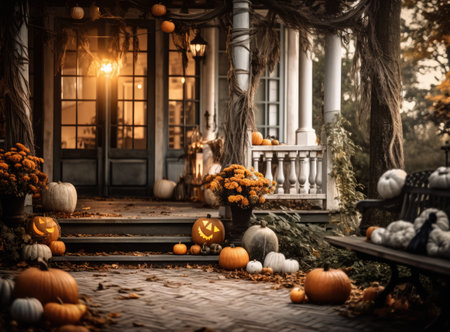 Decorated Halloween porchの素材