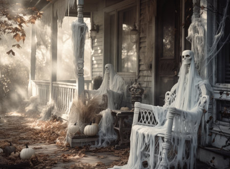 Decorated Halloween porchの素材