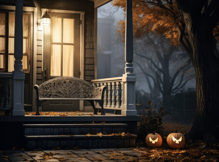 Decorated Halloween porchの素材