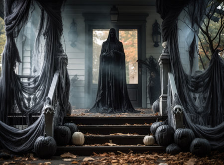 Decorated Halloween spooky porchの素材