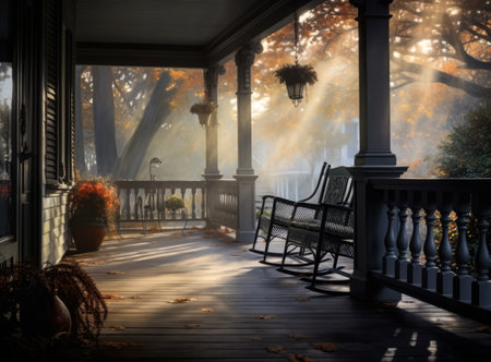 Decorated Halloween spooky porchの素材