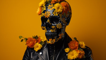 Woman with skull make up. Halloween concept imageの素材