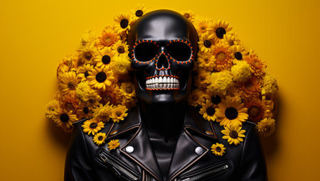 Woman with skull make up. Halloween concept imageの素材