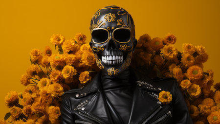 Woman with skull make up. Halloween concept imageの素材