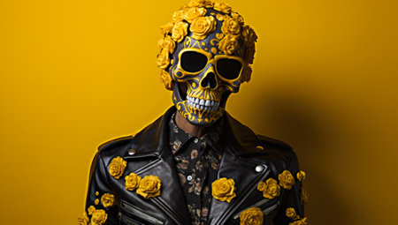 Woman with skull make up. Halloween concept imageの素材