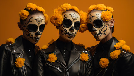 Woman with skull make up. Halloween concept imageの素材