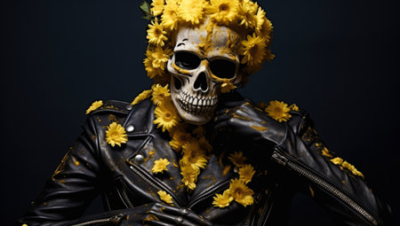 Woman with skull make up. Halloween concept imageの素材