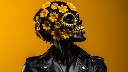 Woman with skull make up. Halloween concept imageの素材