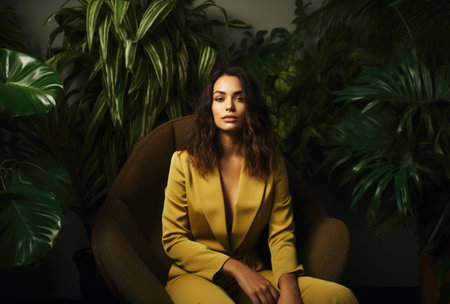 Businesswoman at her green startup workplaceの素材