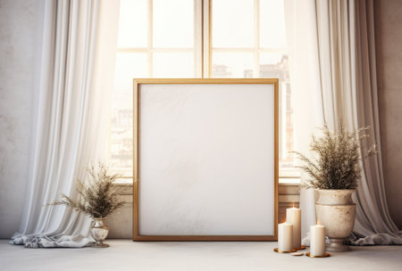 Frame leaning on a room wallの素材