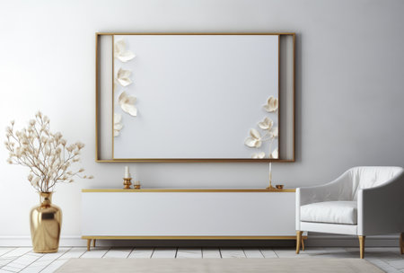 Frame hanging on a luxury room wallの素材