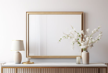 Frame hanging on a luxury room wallの素材
