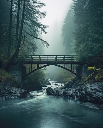 Old bridge in a forest areaの素材