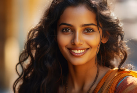 Portrait of a smiling Indian young womanの素材