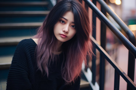 Young Japanese woman in urban clothesの素材
