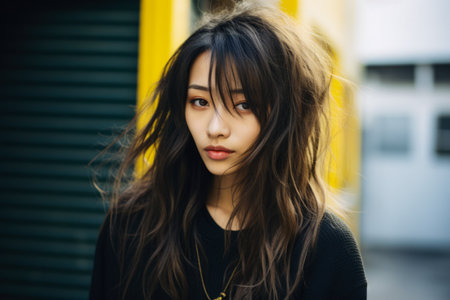 Young Japanese woman in urban clothesの素材