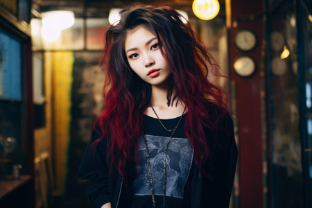 Young Japanese woman in urban clothesの素材